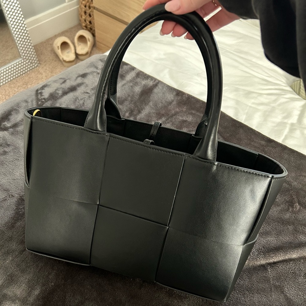 Black Woven Leather Bag